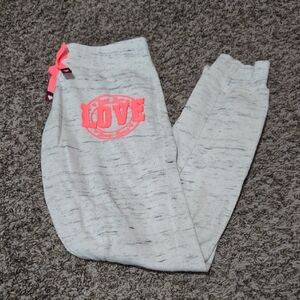 Reflex Kids Gray Joggers with Neon Pink Love Design